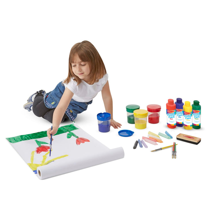 Melissa & Doug Easel Accessory Set - Paint, Cups, Brushes, Chalk, Paper, Dry-Erase Marker