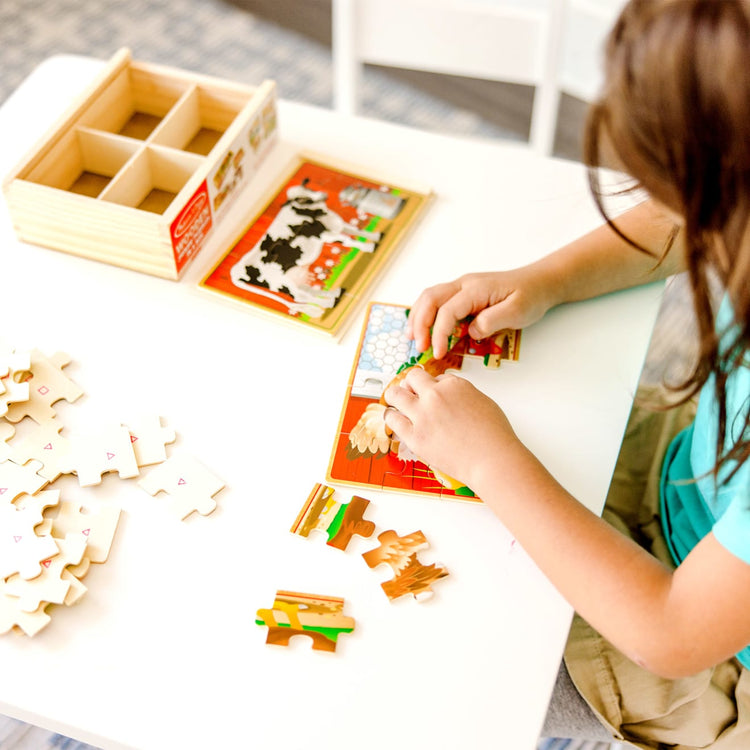 Melissa & Doug Farm 4-in-1 Wooden Jigsaw Puzzles in a Storage Box (48 pcs total)