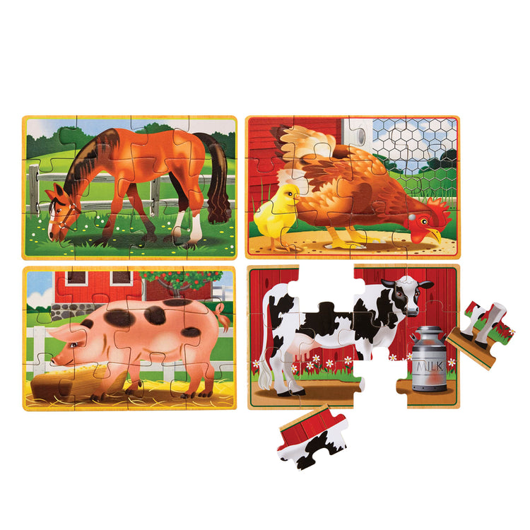 Melissa & Doug Farm 4-in-1 Wooden Jigsaw Puzzles in a Storage Box (48 pcs total)