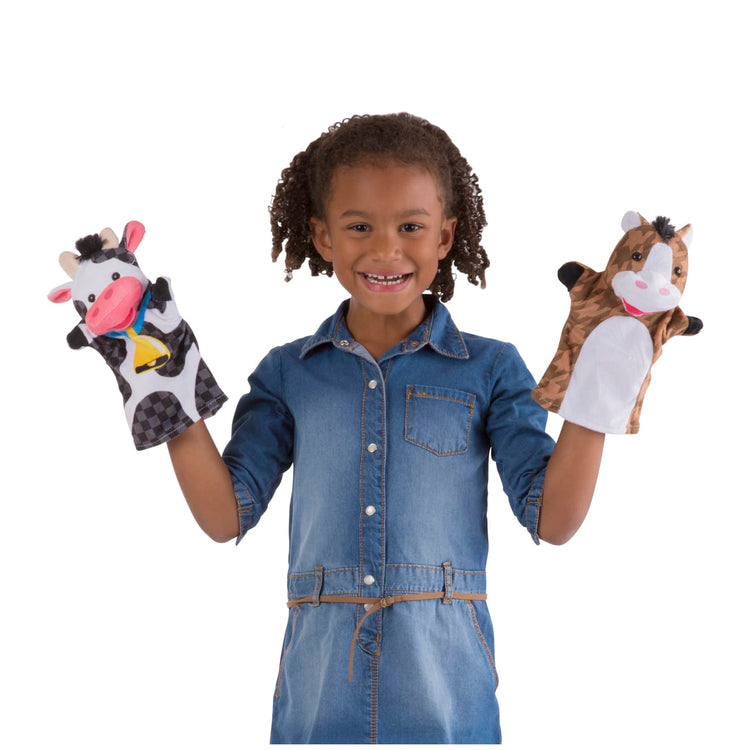 Melissa & Doug Farm Friends Hand Puppets (Set of 4) - Cow, Horse, Sheep, and Pig