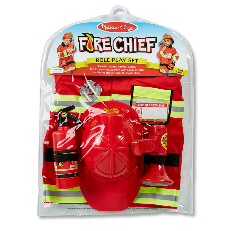 Melissa & Doug Fire Chief Costume Role Play Dress-Up Set (6 pcs)