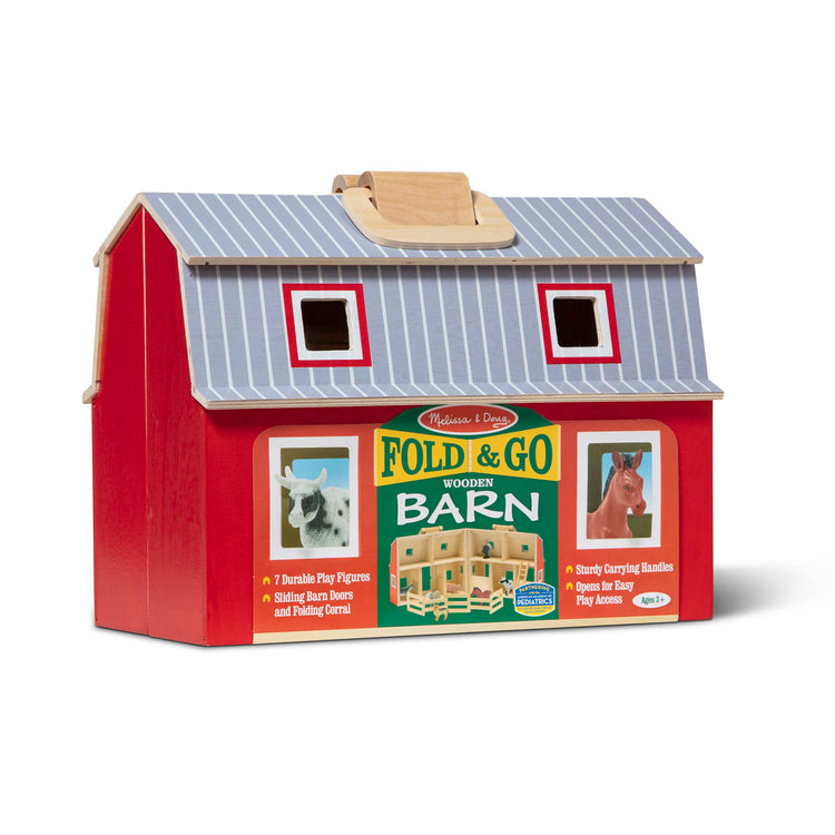 the Melissa & Doug Fold and Go Wooden Barn With 7 Animal Play Figures