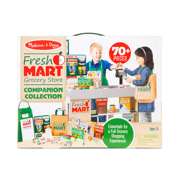 Melissa & Doug Fresh Mart Grocery Store Play Food and Role Play Companion Set