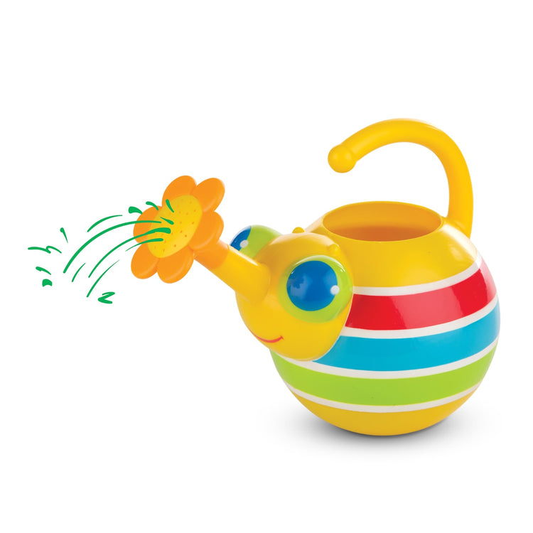 The loose pieces of the Melissa & Doug Sunny Patch Giddy Buggy Watering Can With Flower-Shaped Spout