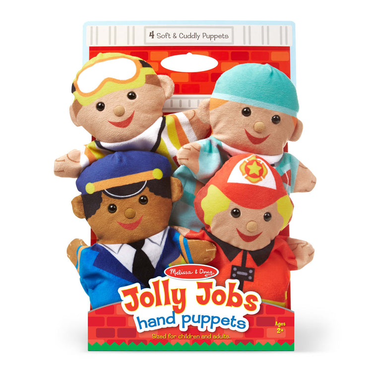 the Melissa & Doug Jolly Helpers Hand Puppets (Set of 4) - Construction Worker, Doctor, Police Officer, and Firefighter