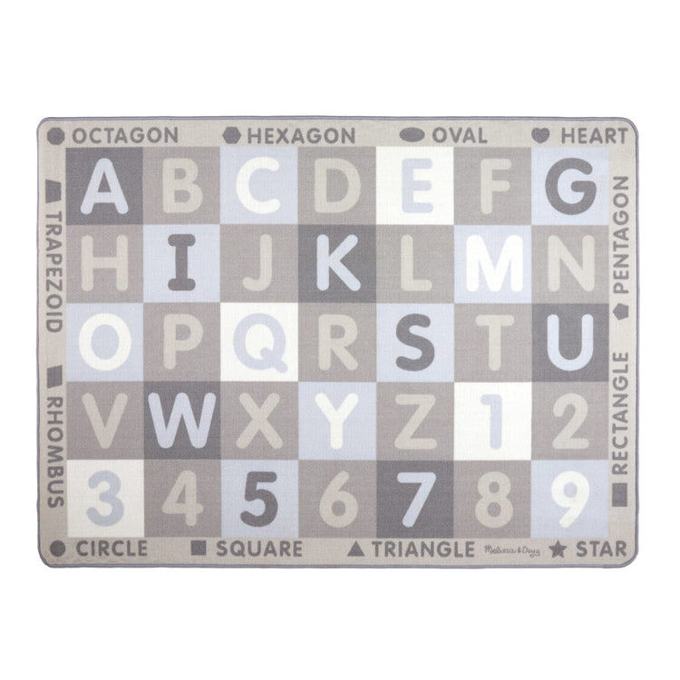 the Melissa & Doug Jumbo ABC-123 Rug Neutral (58 x 79 inches – 36 Game Cards)