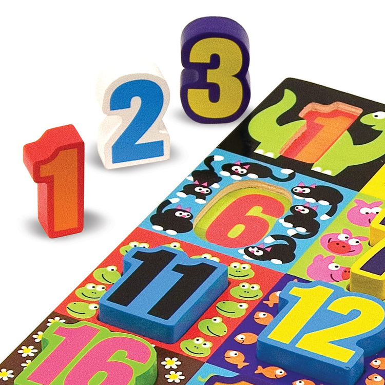 the Melissa & Doug Jumbo Numbers Wooden Chunky Puzzle (20 pcs)