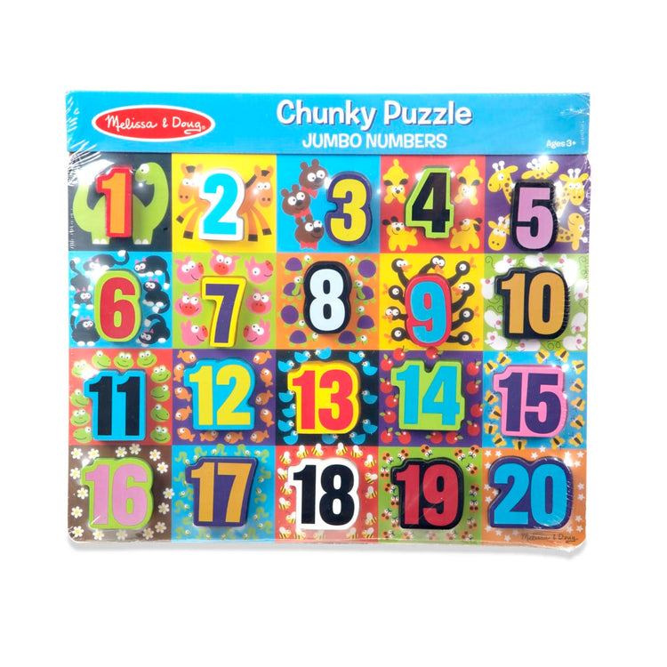 the Melissa & Doug Jumbo Numbers Wooden Chunky Puzzle (20 pcs)