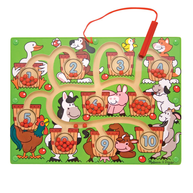 An assembled or decorated the Melissa & Doug Magnetic Wand Number Maze - Wooden Puzzle Activity