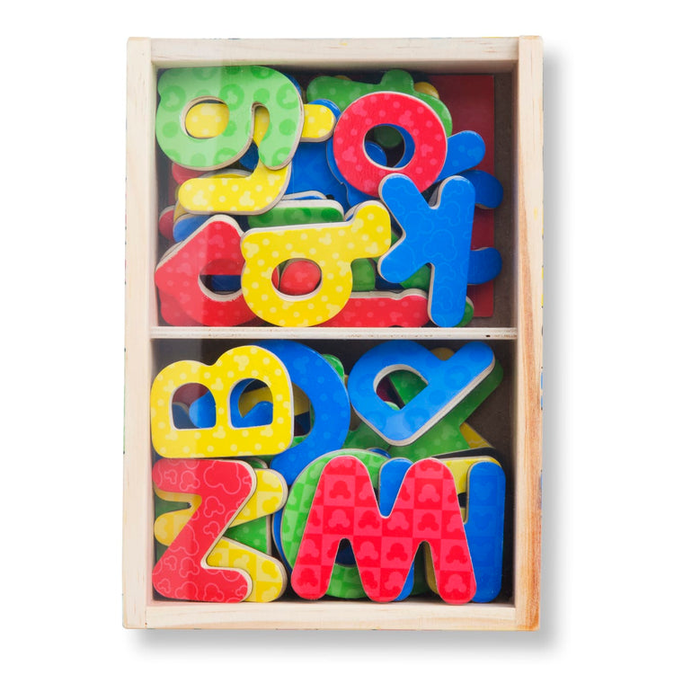 the Melissa & Doug Disney Mickey and Friends Wooden Alphabet Magnets - 52 Uppercase and Lowercase Letters