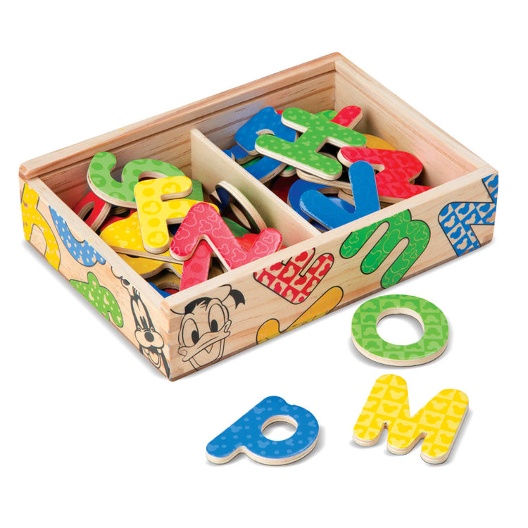 the Melissa & Doug Disney Mickey and Friends Wooden Alphabet Magnets - 52 Uppercase and Lowercase Letters