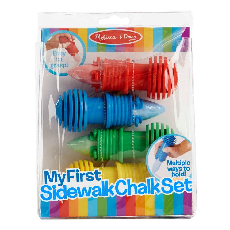 the Melissa & Doug My First Sidewalk Chalk Set With Holders - 4 Chalk Sticks and 4 Holders