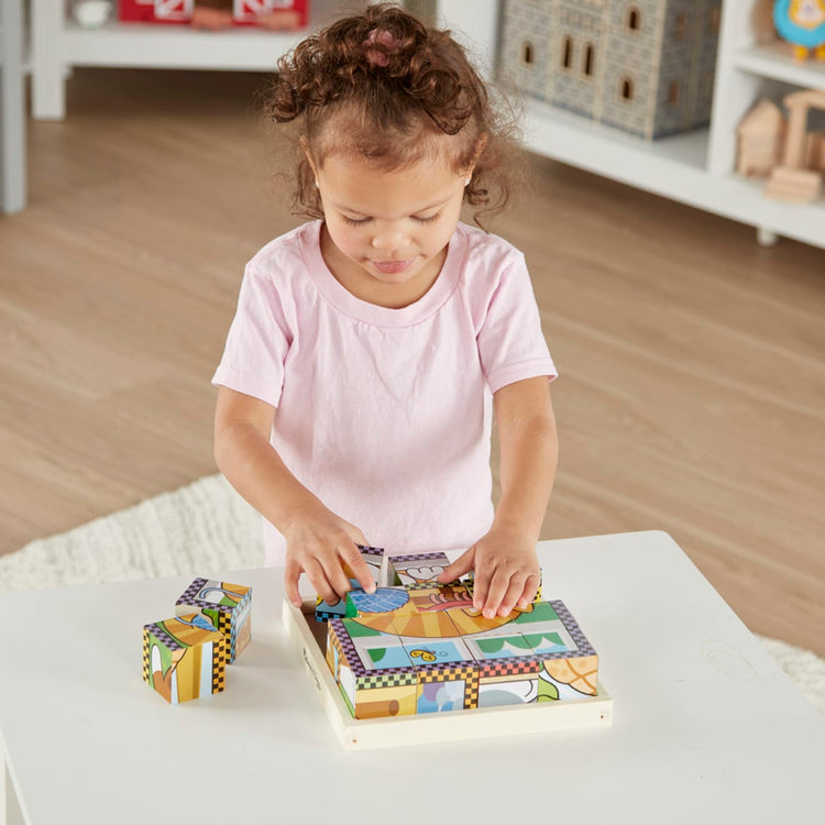 Melissa & Doug Pets Wooden Cube Puzzle With Storage Tray (16 pcs)