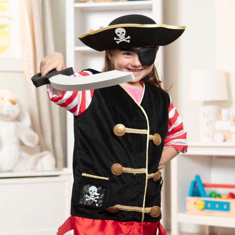 Melissa & Doug Pirate Role Play Costume Dress-Up Set With Hat, Sword, and Eye Patch