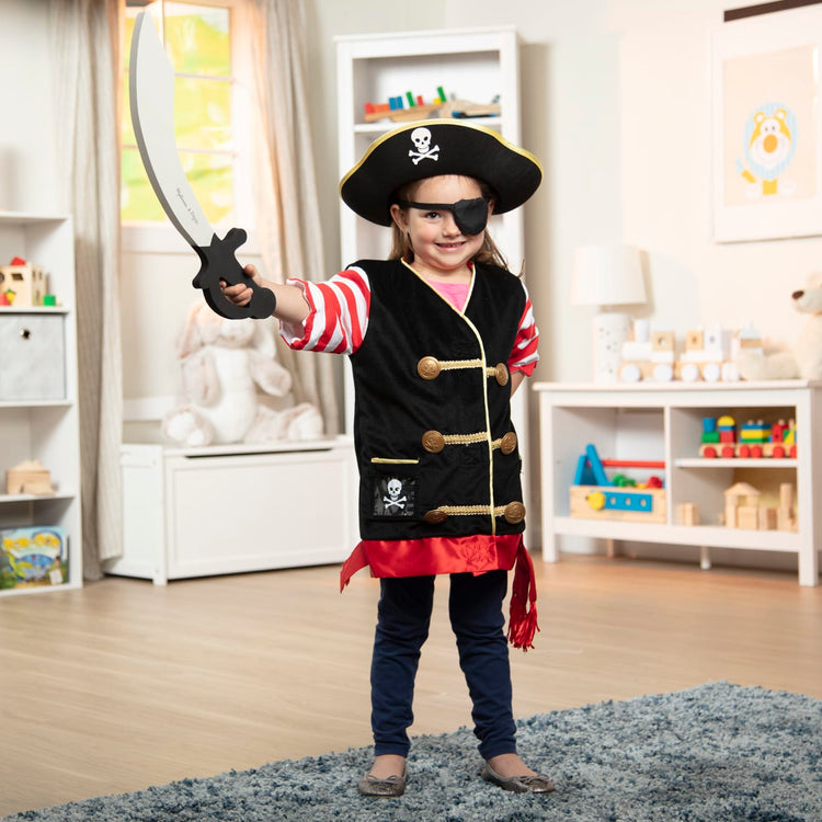 Melissa & Doug Pirate Role Play Costume Dress-Up Set With Hat, Sword, and Eye Patch