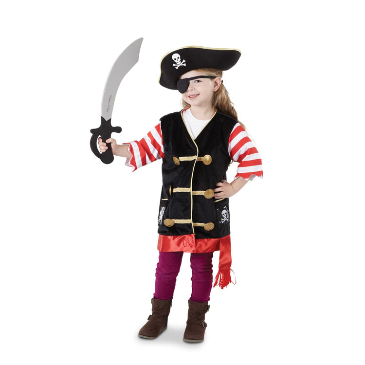 Melissa & Doug Pirate Role Play Costume Dress-Up Set With Hat, Sword, and Eye Patch