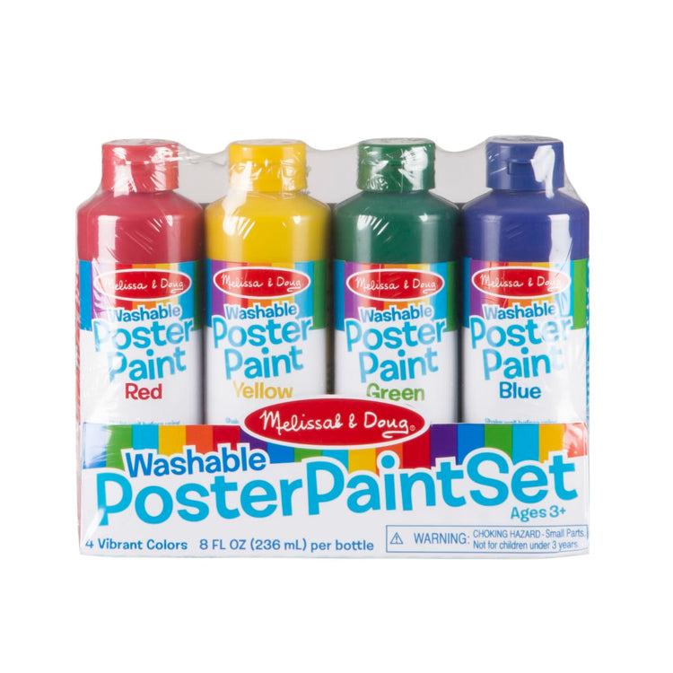 Melissa & Doug Washable Poster Paint Set (4 Colors – Red, Yellow, Green, Blue)