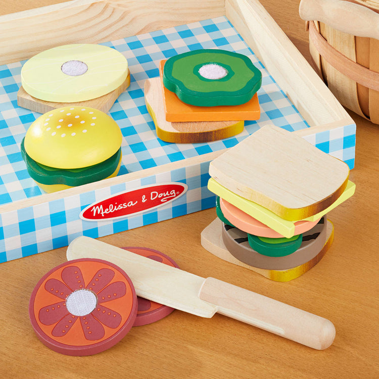 the Melissa & Doug Wooden Sandwich-Making Pretend Play Food Set