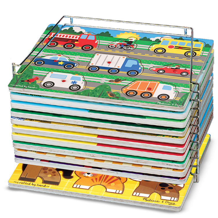 the Melissa & Doug Puzzle Storage Rack - Wire Rack Holds 12 Puzzles