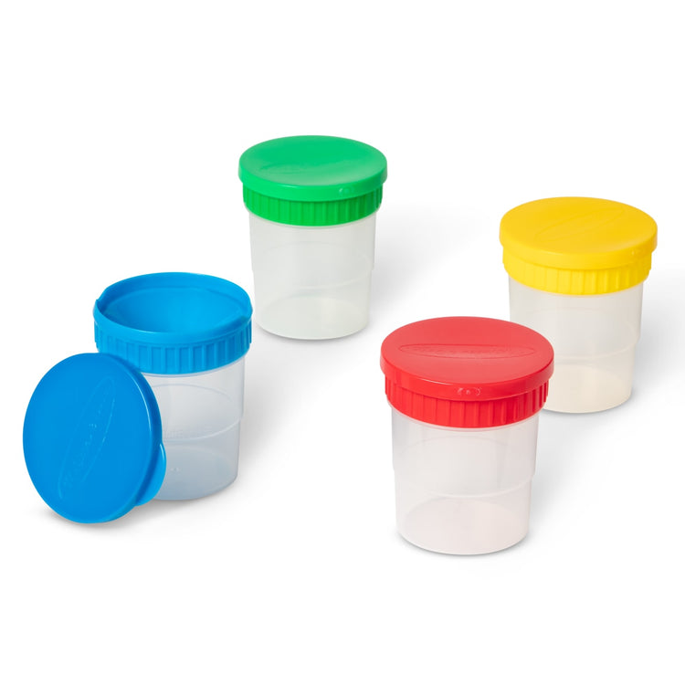 Melissa & Doug Spill-Proof Paint Cups - 4-Pack, Airtight Seal, Snap Lids