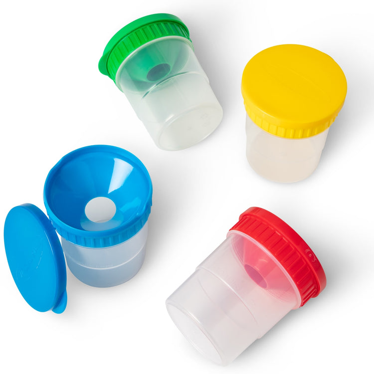 Melissa & Doug Spill-Proof Paint Cups - 4-Pack, Airtight Seal, Snap Lids