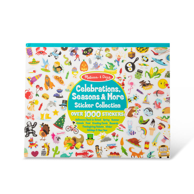 The front of the box for the Melissa & Doug Sticker Collection Book: 1,000+ Stickers – Seasons and Celebrations