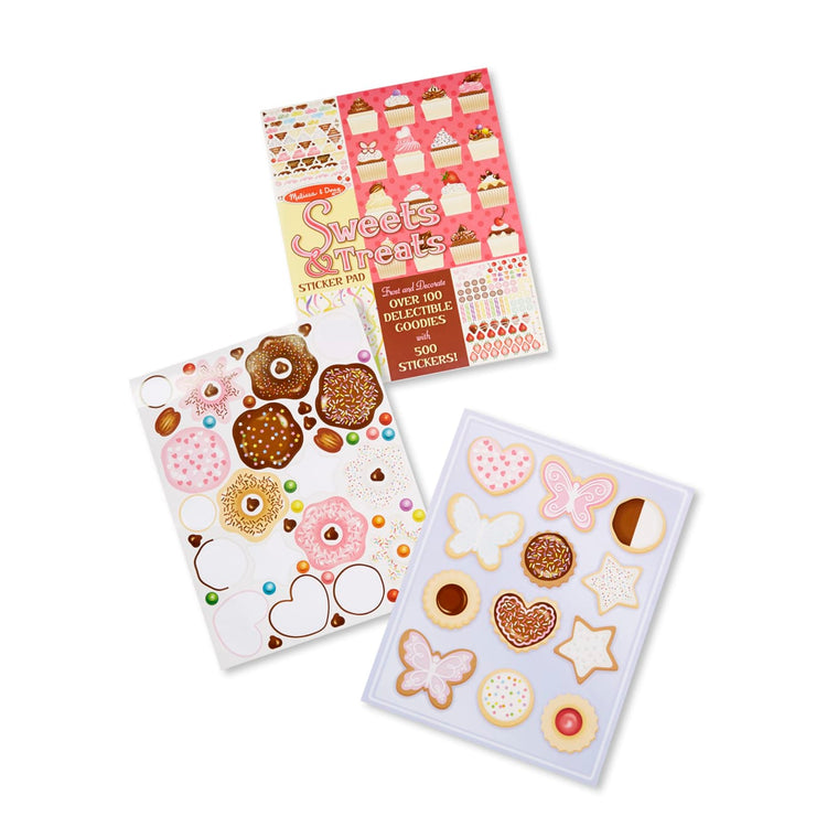 The loose pieces of the Melissa & Doug Sweets and Treats Sticker Pad - 500 Stickers, 16 Backgrounds