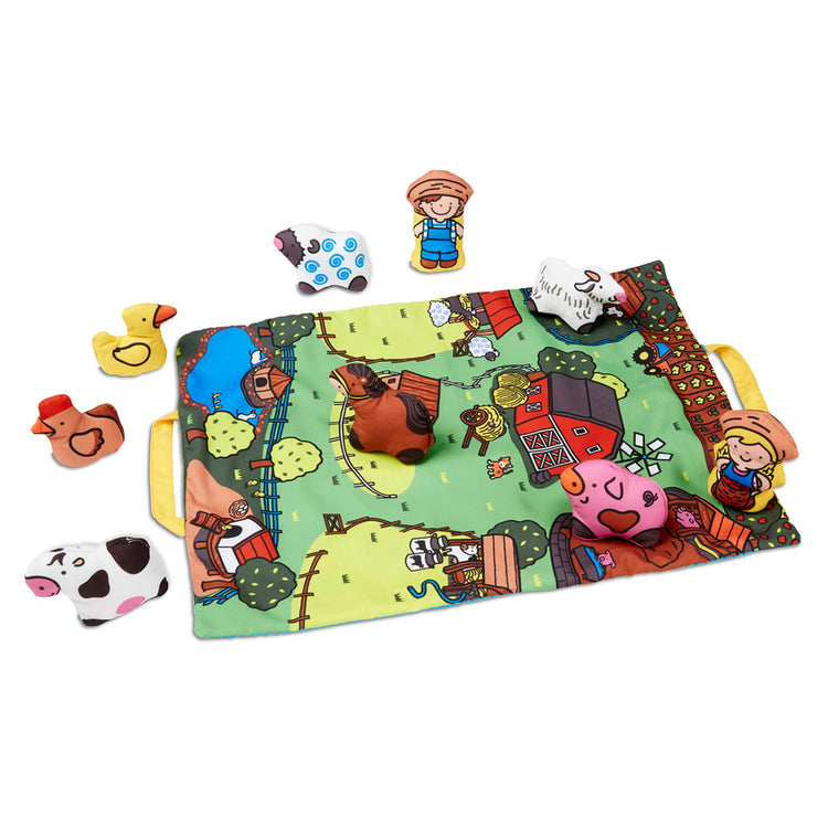 Melissa & Doug Take-Along Farm Baby and Toddler Play Mat (19.25 x 14.5 inches) With 9 Animals - Folds To Be Convenient Storage Bag for Travel