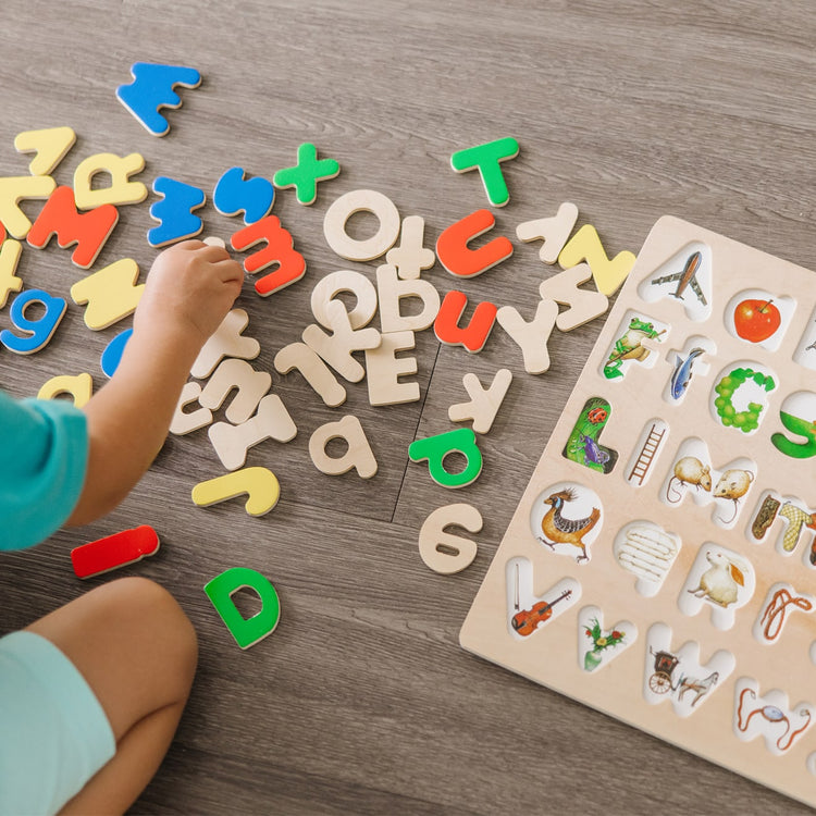 Melissa & Doug Upper & Lower Case Alphabet Letters Wooden Puzzle (52 pcs)