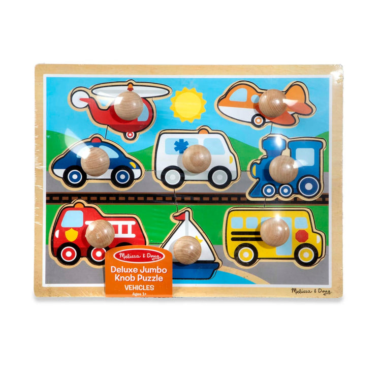 the Melissa & Doug Vehicles Jumbo Knob Wooden Puzzle (8 pcs)