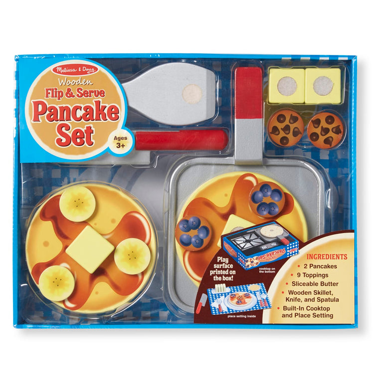 the Melissa & Doug Flip and Serve Pancake Set (19 pcs) - Wooden Breakfast Play Food