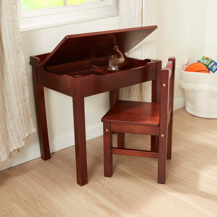 the Melissa & Doug Wooden Child's Lift-Top Desk & Chair - Espresso