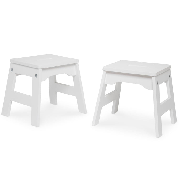 Melissa & Doug Wooden Stools – Set of 2 Stackable, Portable 11-Inch-Tall Stools (White)