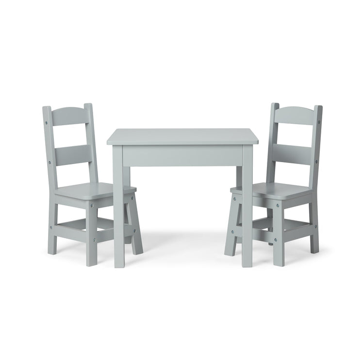 The loose pieces of the Melissa & Doug Kids Furniture Wooden Table and 2 Chairs - Gray