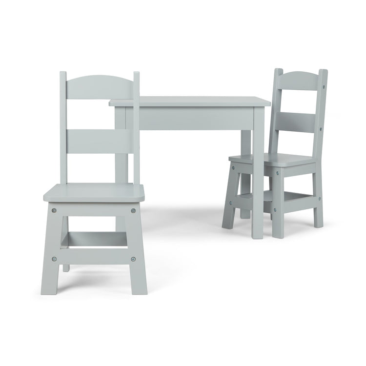 The loose pieces of the Melissa & Doug Kids Furniture Wooden Table and 2 Chairs - Gray