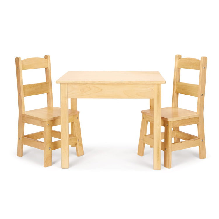 the Melissa & Doug Solid Wood Table and 2 Chairs Set - Light Finish Furniture for Playroom